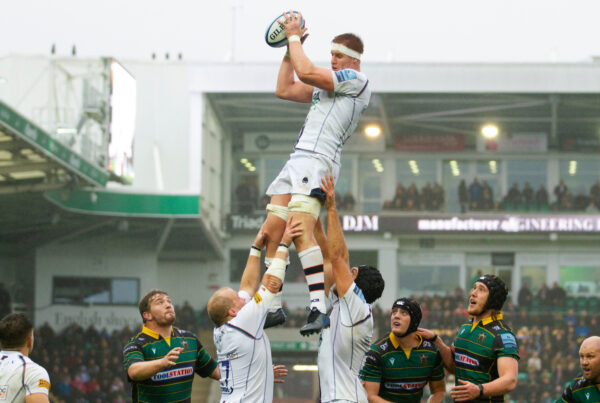 rugby players at a line out