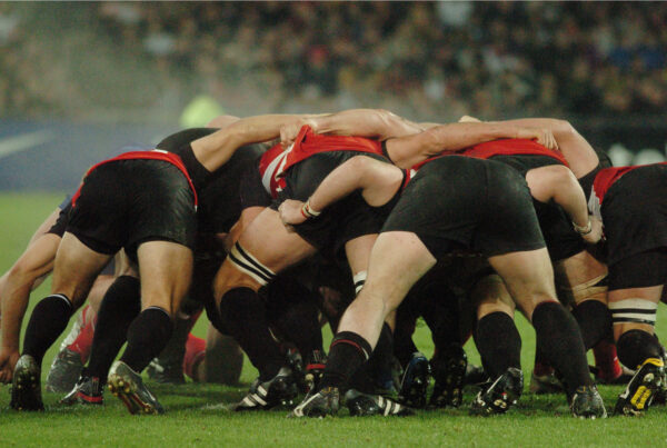 Back of a rugby scrum