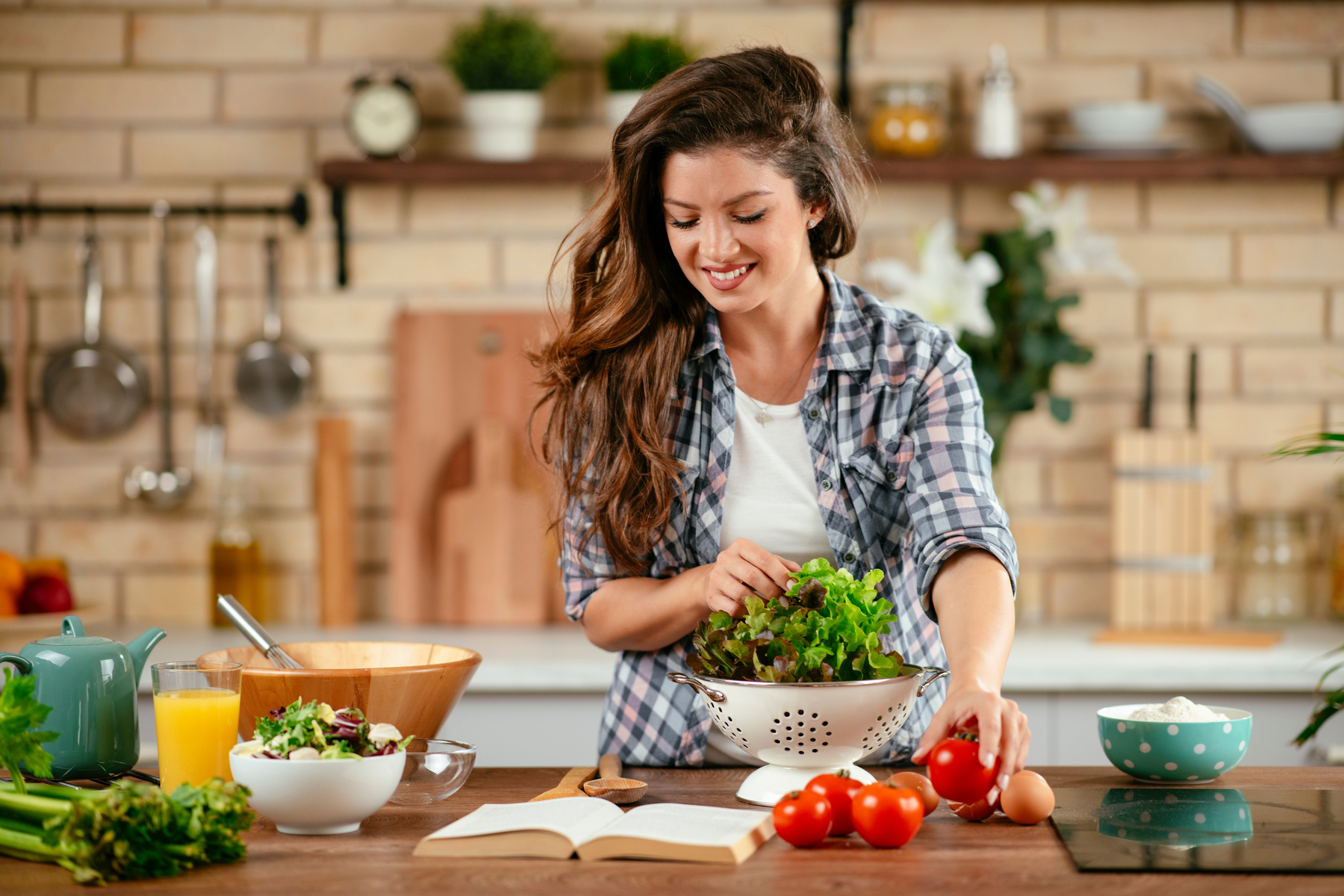 woman preparing food in a kitchen